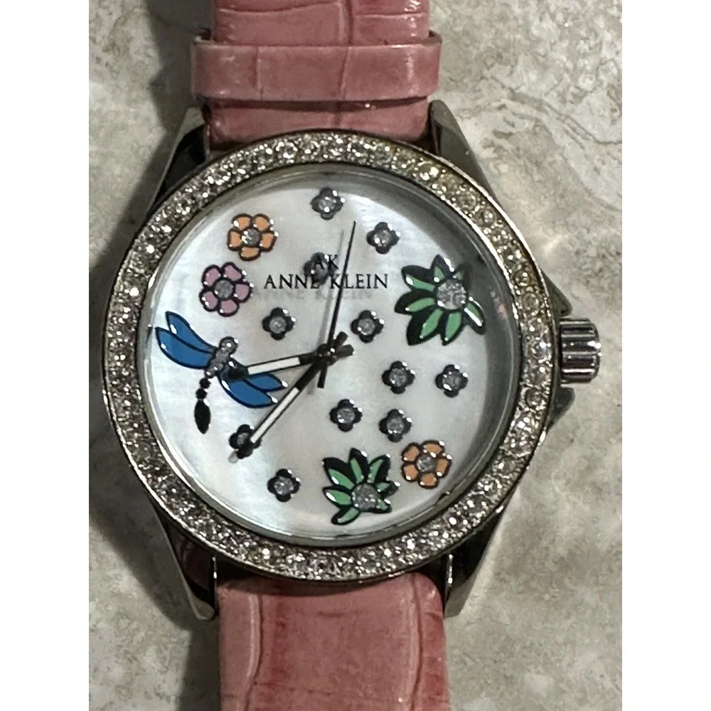 Anne Klein‎ 10/8859 Pink New Battery Leather Quartz Analog Ladies Watch 40MM A